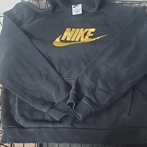 Nike Black Youth Hoodie with A Gold Swoosh